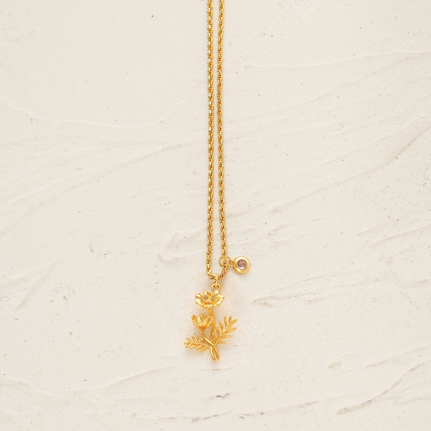 HolyMagic  Birth Flower Necklace12 Month 18K Gold Mother’s Day Gift