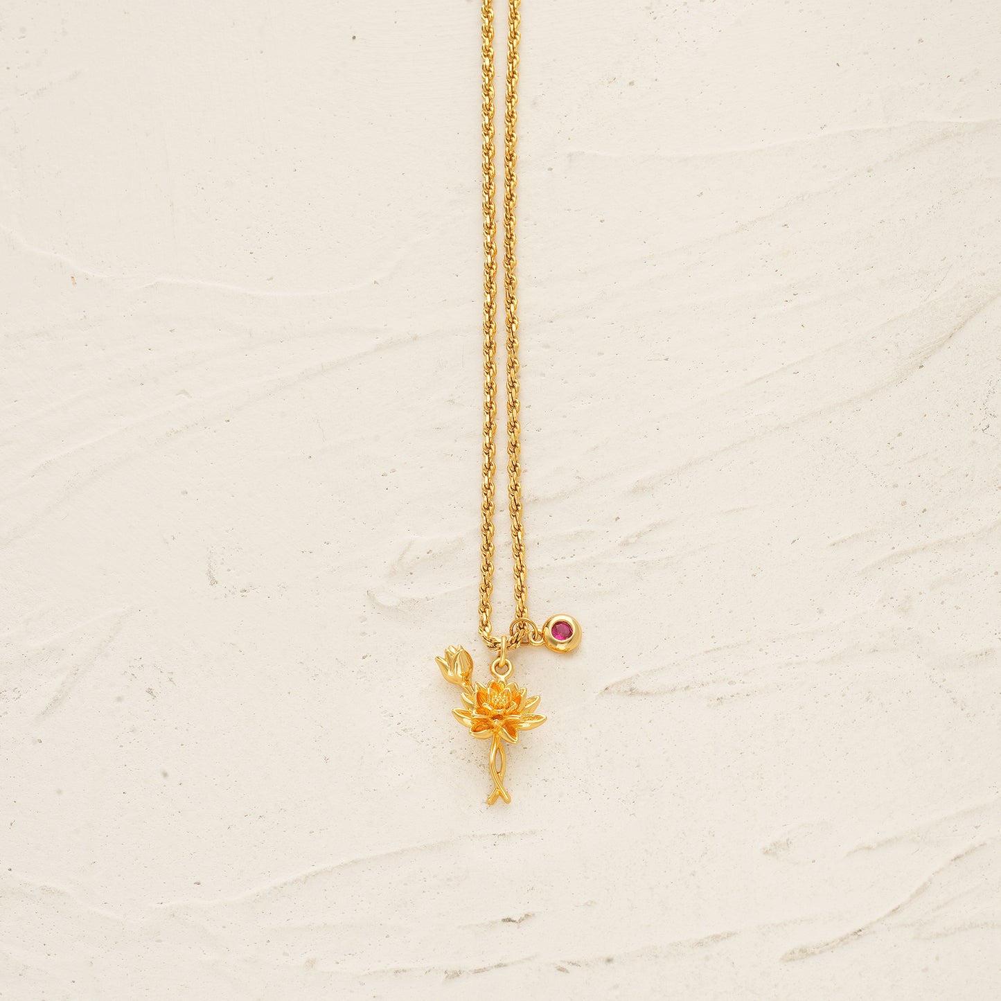 HolyMagic  Birth Flower Necklace12 Month 18K Gold Mother’s Day Gift