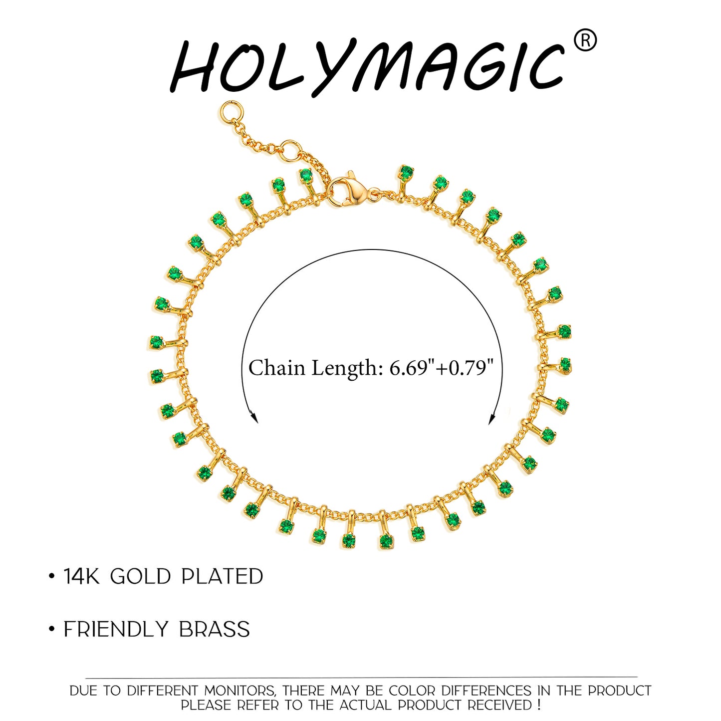 HOLYMAGIC 14k Gold Plated  Diamond   Beaded Bracelets Gift