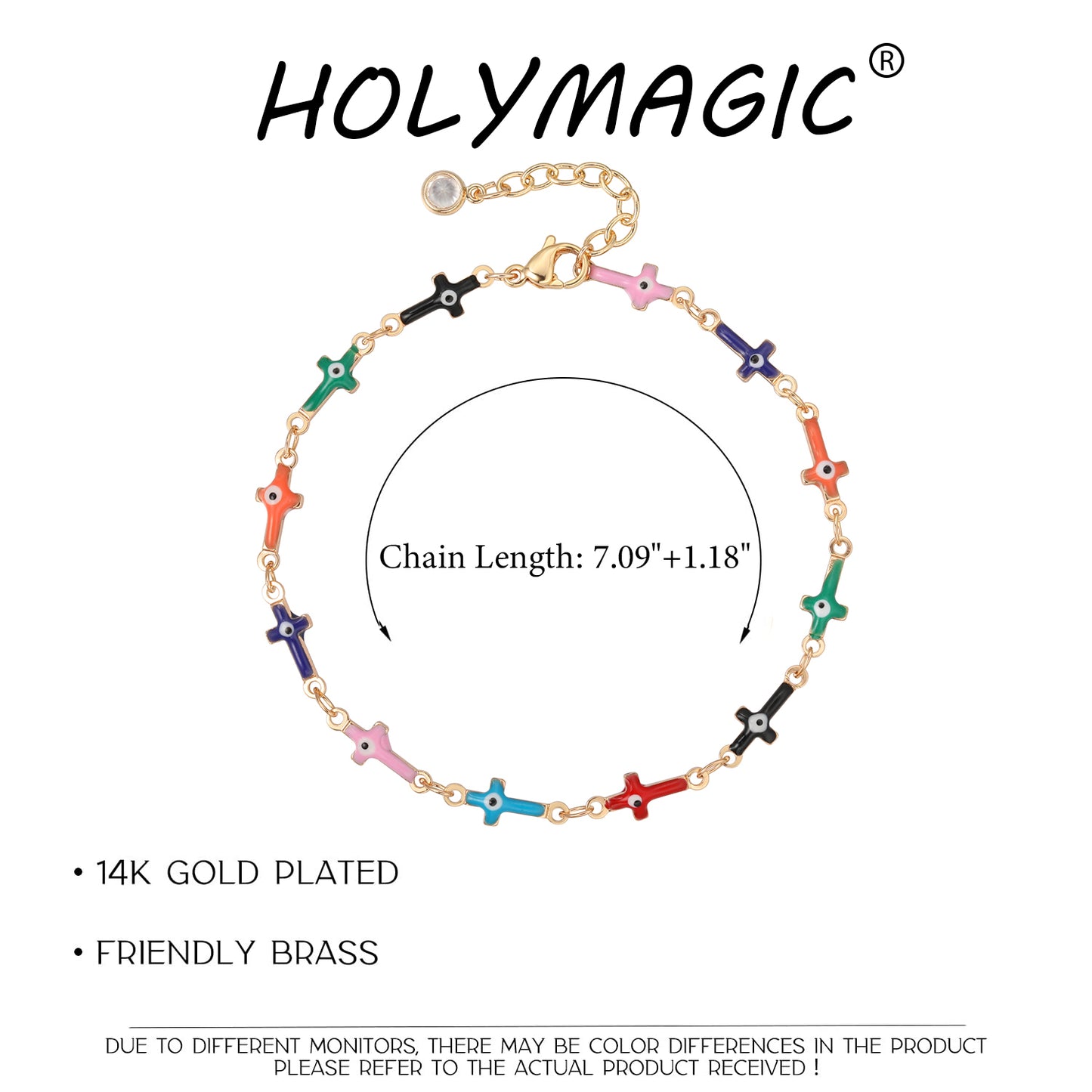 HOLYMAGIC 14k Gold Plated  Diamond   Beaded Bracelets Gift