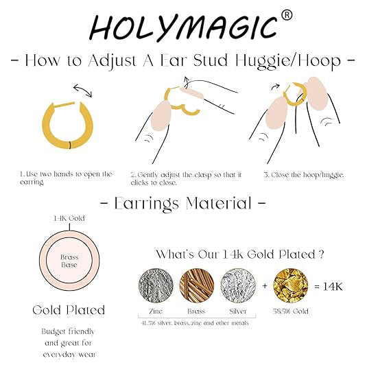 HolyMagic Women Huggie Hoop Earrings  14k Gold Jewelry Gift