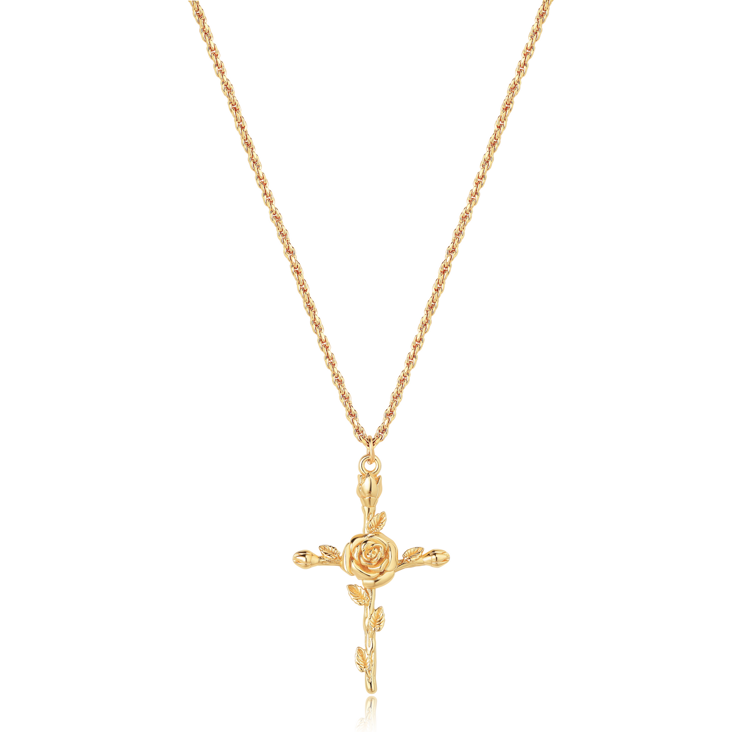 HolyMagic Cross Necklace for Women 18K Gold Plated Birth Flower