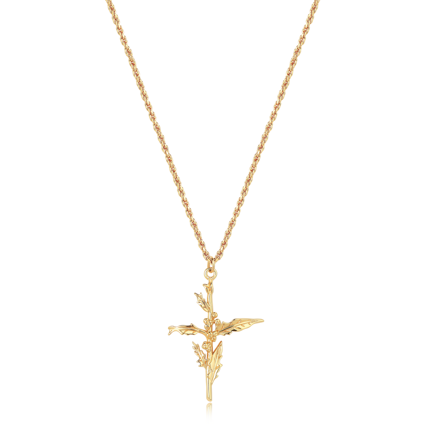 HolyMagic Cross Necklace for Women 18K Gold Plated Birth Flower