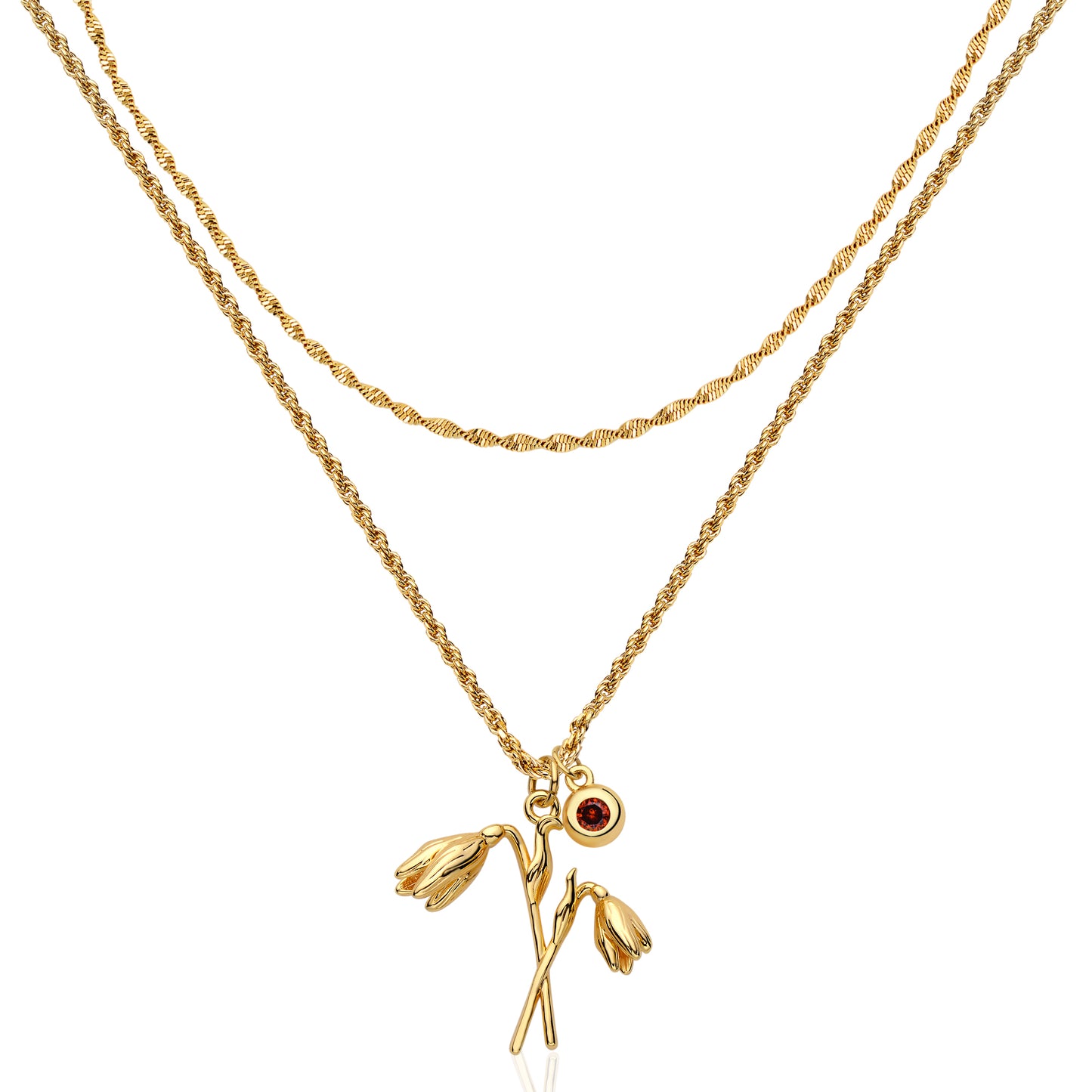 HolyMagic  Birth Flower Necklace12 Month 18K Gold Mother’s Day Gift