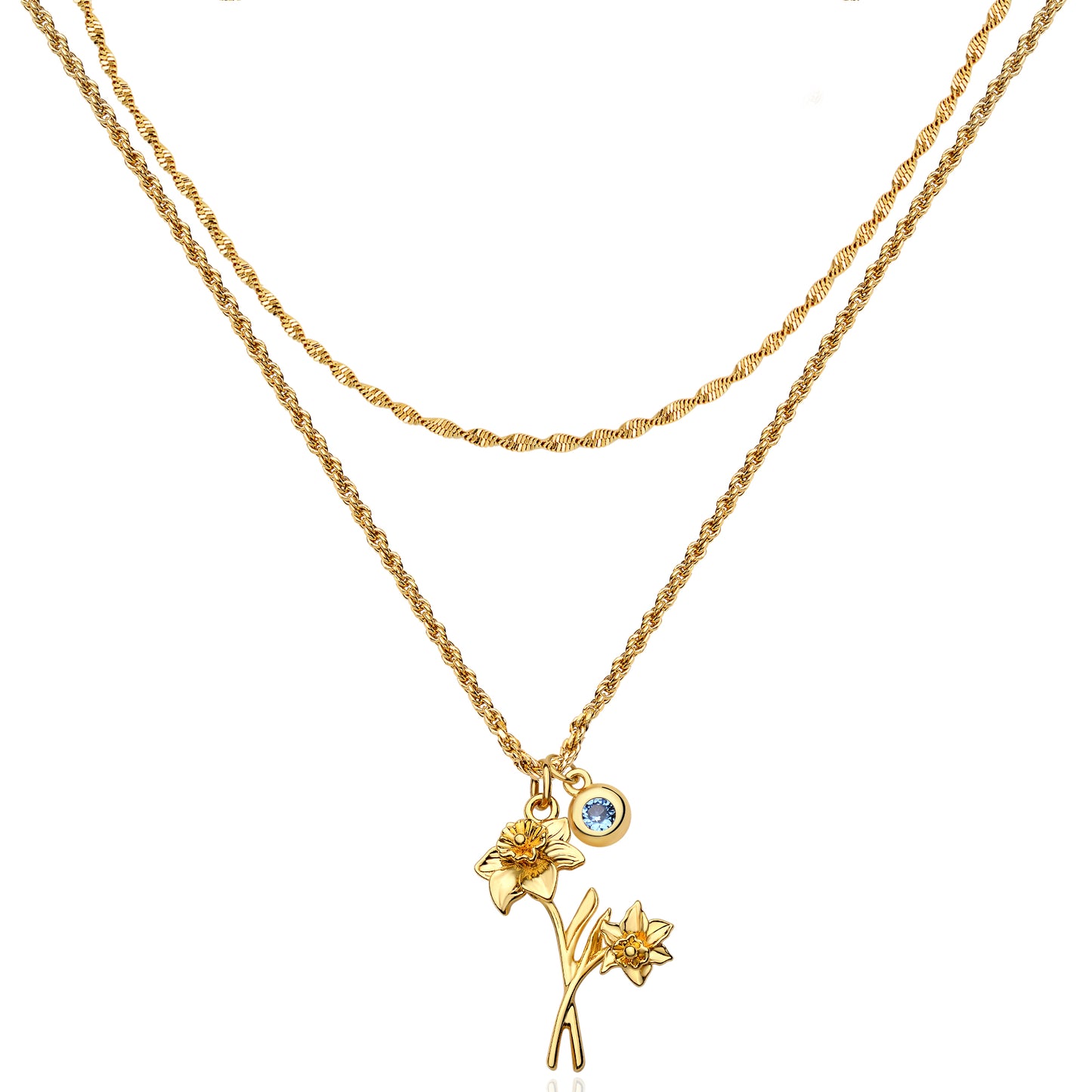 HolyMagic  Birth Flower Necklace12 Month 18K Gold Mother’s Day Gift