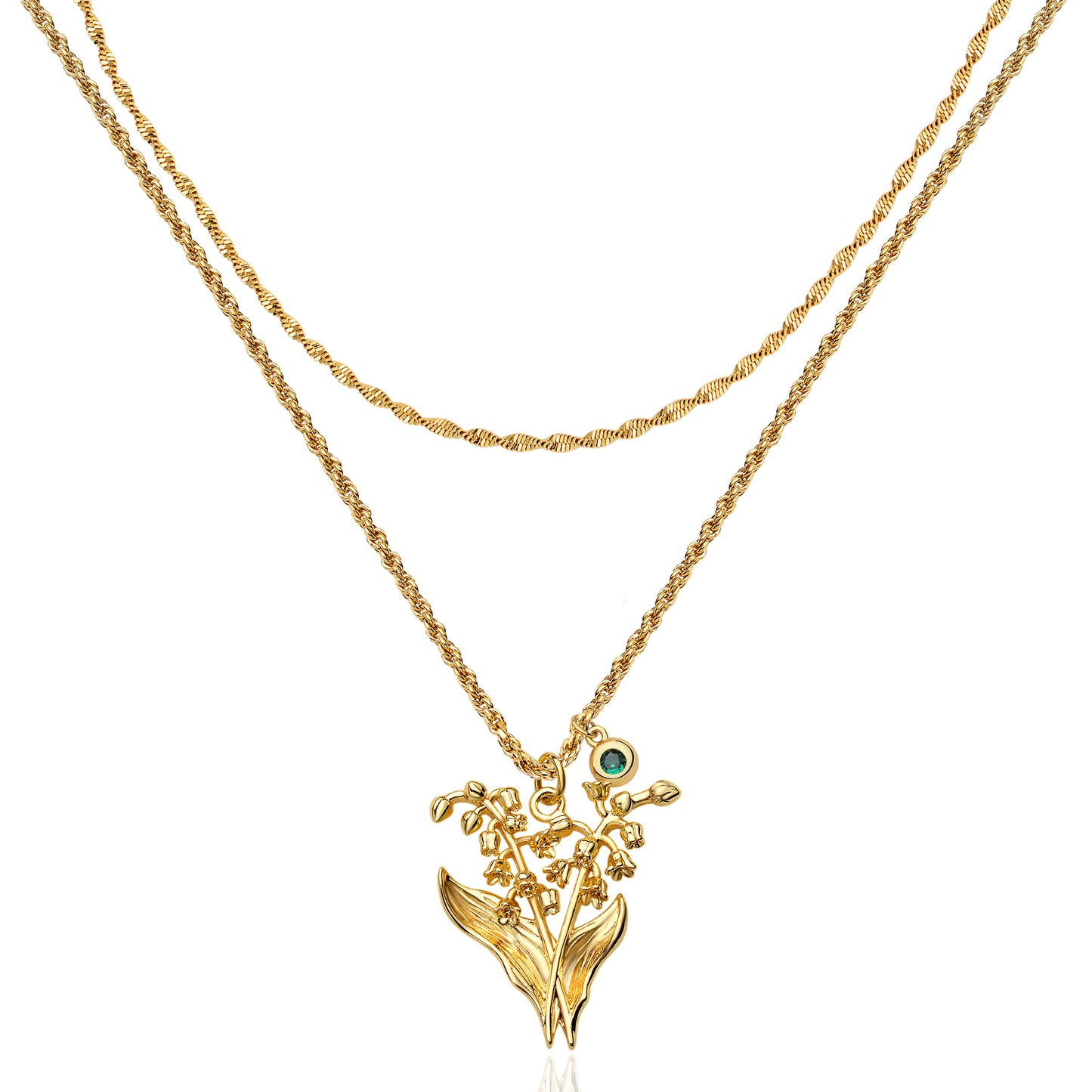 HolyMagic  Birth Flower Necklace12 Month 18K Gold Mother’s Day Gift