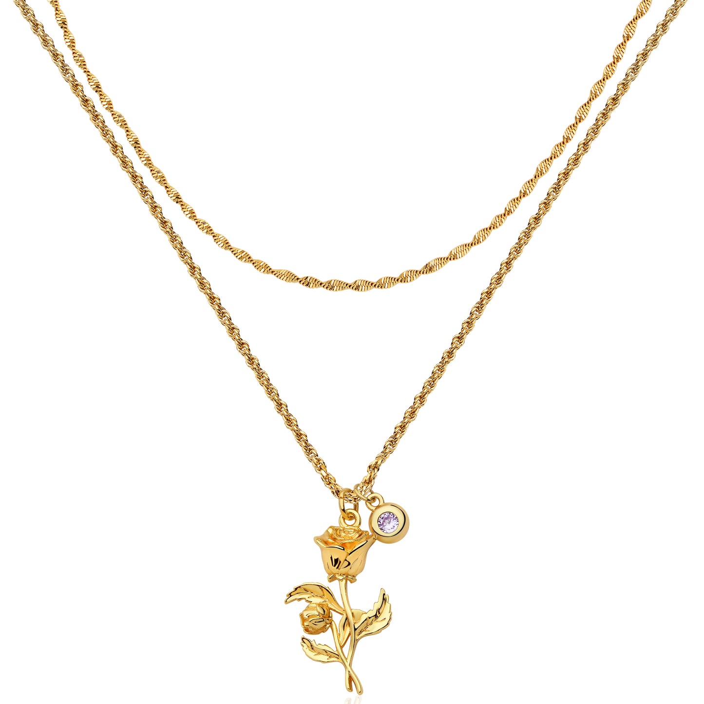 HolyMagic  Birth Flower Necklace12 Month 18K Gold Mother’s Day Gift