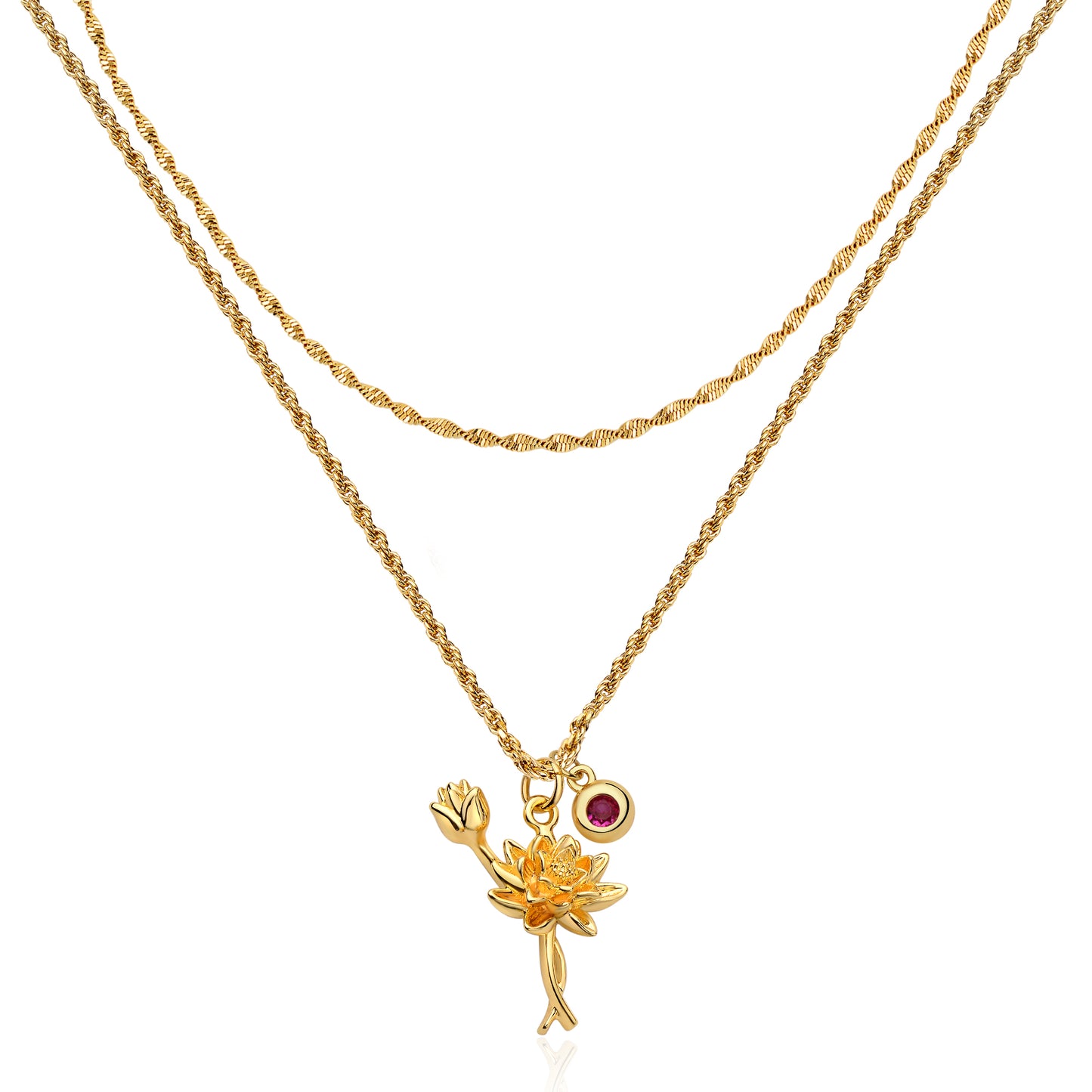 HolyMagic  Birth Flower Necklace12 Month 18K Gold Mother’s Day Gift