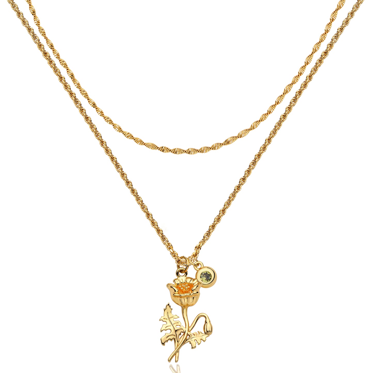 HolyMagic  Birth Flower Necklace12 Month 18K Gold Mother’s Day Gift