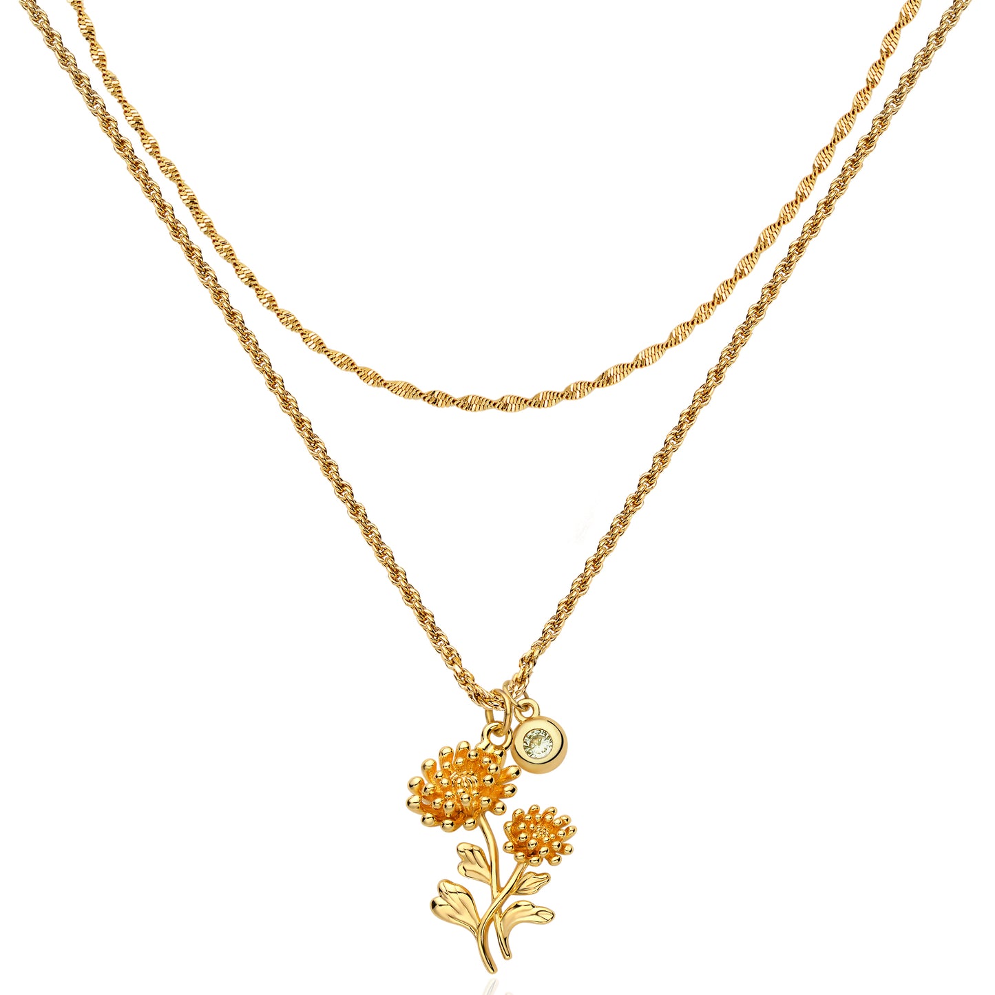 HolyMagic  Birth Flower Necklace12 Month 18K Gold Mother’s Day Gift