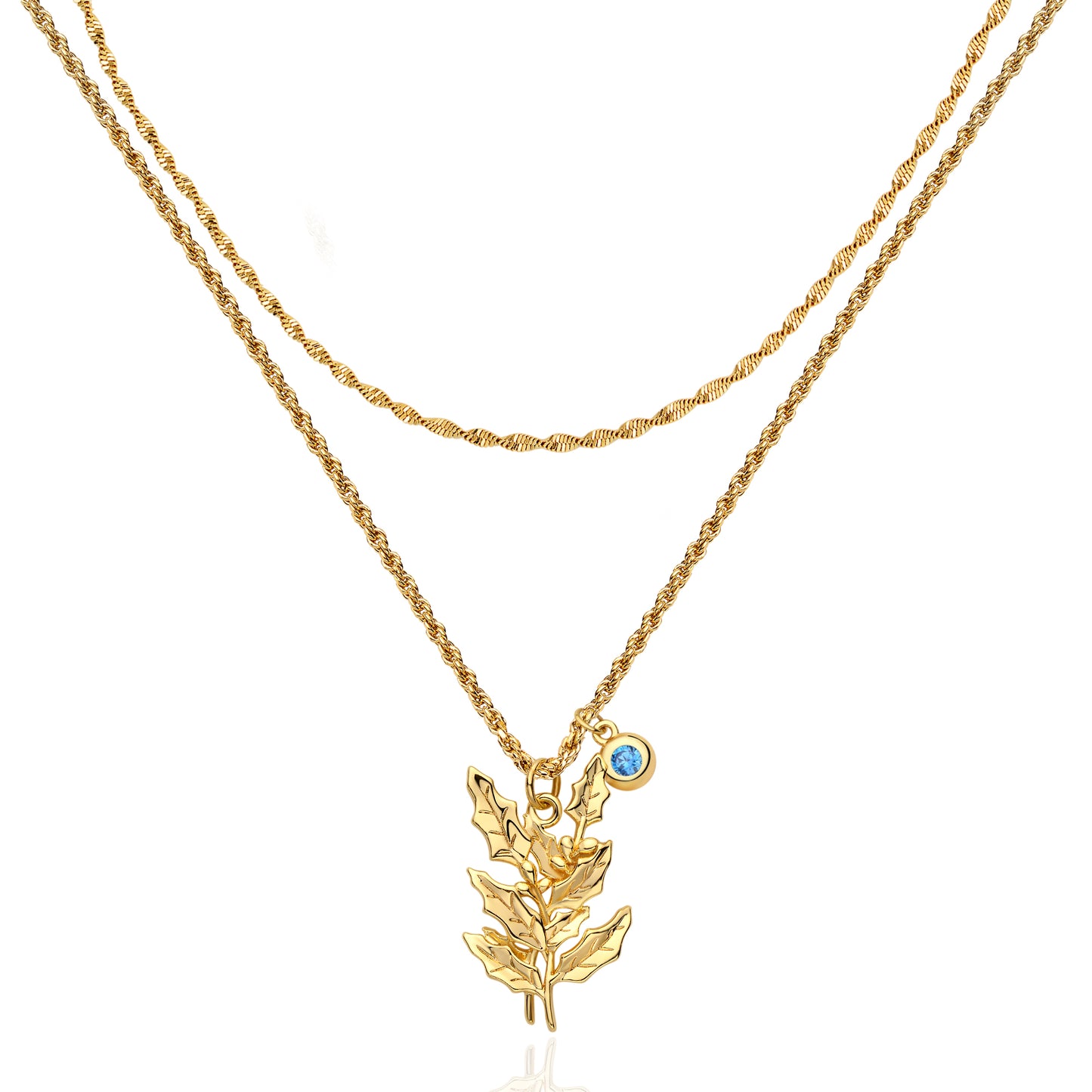 HolyMagic  Birth Flower Necklace12 Month 18K Gold Mother’s Day Gift